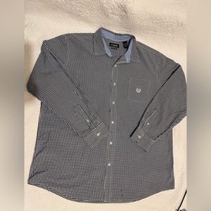 Chaps 2XL Gingham Navy and White Dress shirt